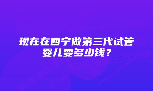 现在在西宁做第三代试管婴儿要多少钱？