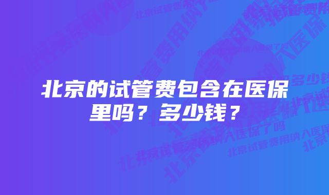 北京的试管费包含在医保里吗？多少钱？