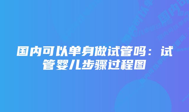 国内可以单身做试管吗：试管婴儿步骤过程图