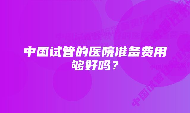 中国试管的医院准备费用够好吗？