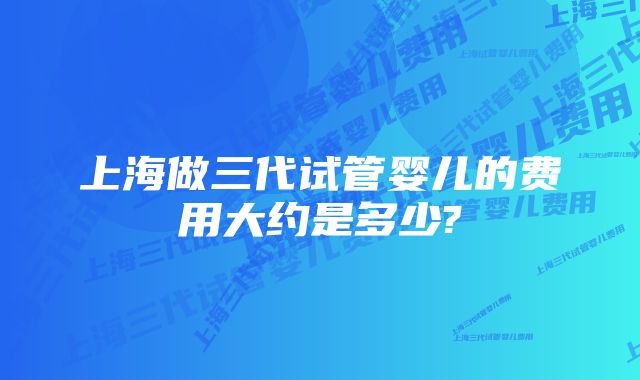 上海做三代试管婴儿的费用大约是多少?