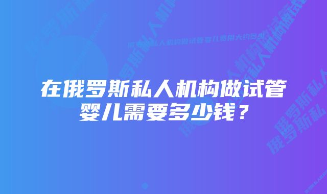 在俄罗斯私人机构做试管婴儿需要多少钱？