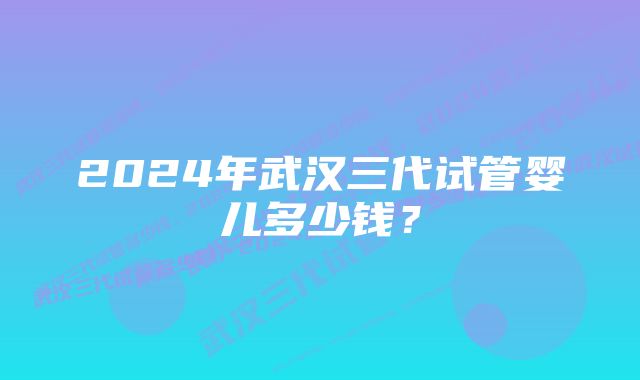 2024年武汉三代试管婴儿多少钱？