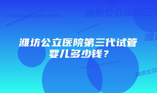 潍坊公立医院第三代试管婴儿多少钱？