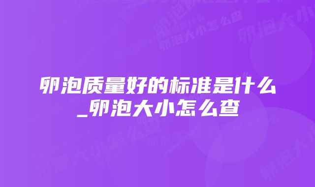 卵泡质量好的标准是什么_卵泡大小怎么查