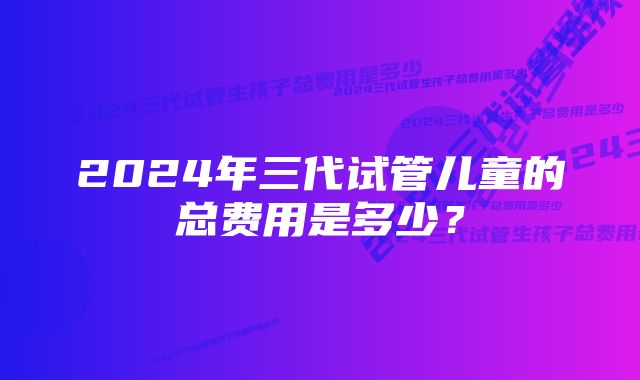 2024年三代试管儿童的总费用是多少？