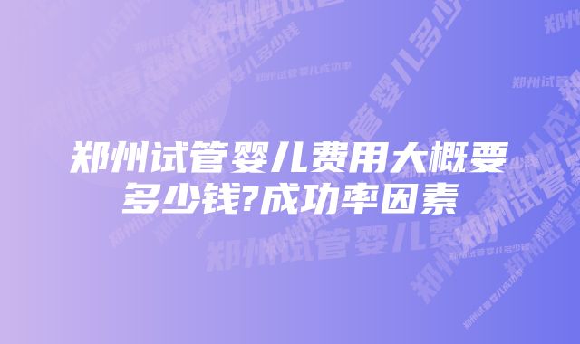 郑州试管婴儿费用大概要多少钱?成功率因素