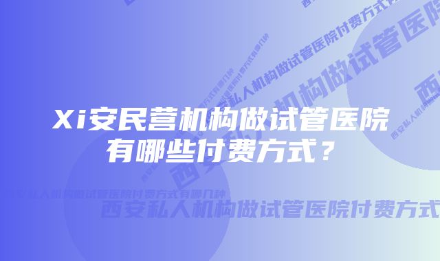 Xi安民营机构做试管医院有哪些付费方式？