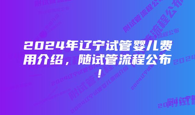 2024年辽宁试管婴儿费用介绍，随试管流程公布！