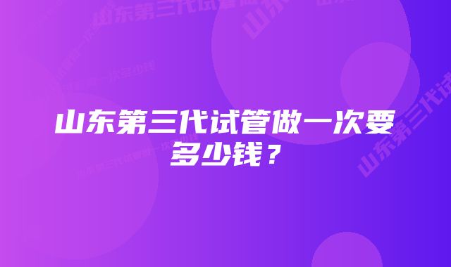 山东第三代试管做一次要多少钱？