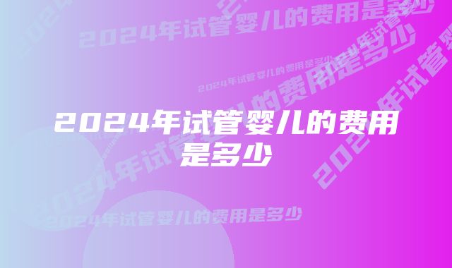 2024年试管婴儿的费用是多少