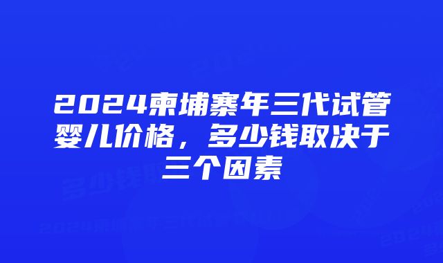 2024柬埔寨年三代试管婴儿价格，多少钱取决于三个因素