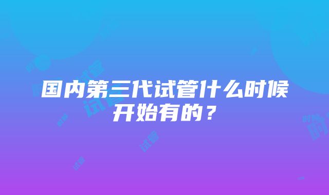 国内第三代试管什么时候开始有的？