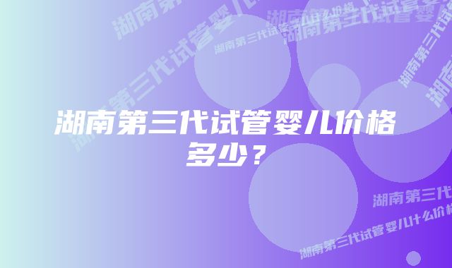 湖南第三代试管婴儿价格多少？