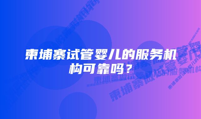 柬埔寨试管婴儿的服务机构可靠吗？