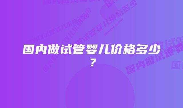 国内做试管婴儿价格多少？