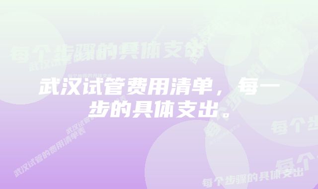 武汉试管费用清单，每一步的具体支出。