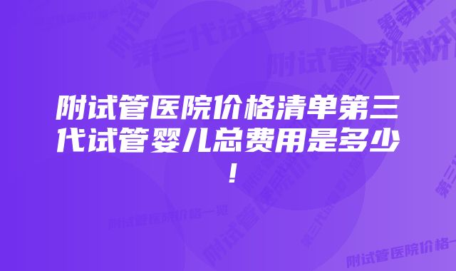 附试管医院价格清单第三代试管婴儿总费用是多少！