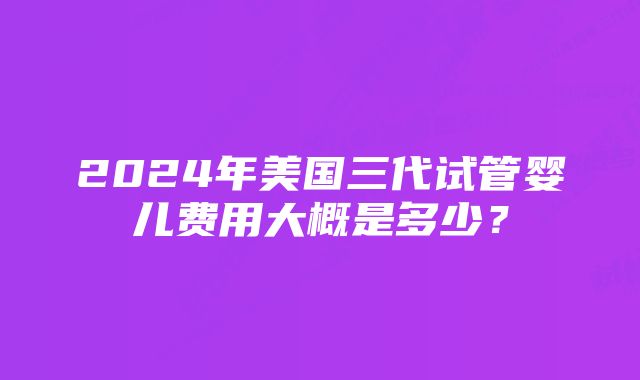 2024年美国三代试管婴儿费用大概是多少？