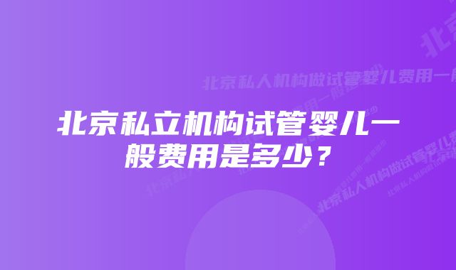 北京私立机构试管婴儿一般费用是多少？