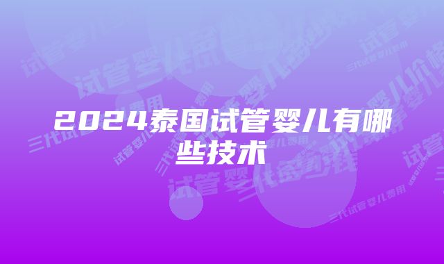 2024泰国试管婴儿有哪些技术