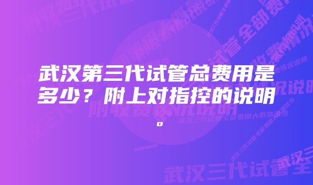 武汉第三代试管总费用是多少？附上对指控的说明。