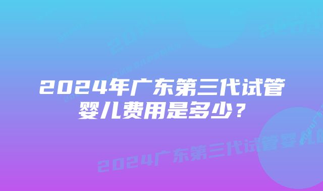 2024年广东第三代试管婴儿费用是多少？