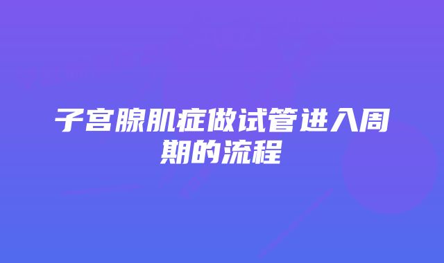 子宫腺肌症做试管进入周期的流程