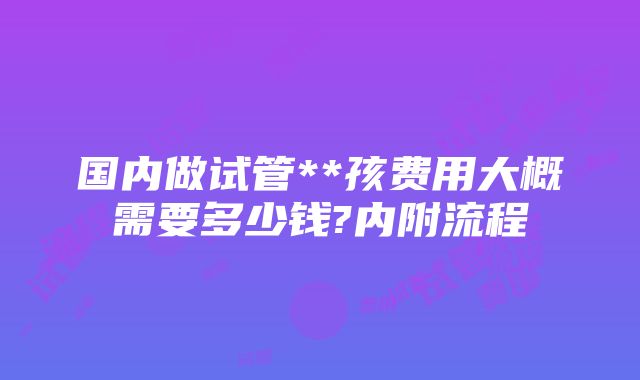 国内做试管**孩费用大概需要多少钱?内附流程