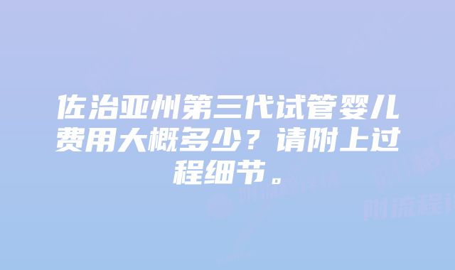 佐治亚州第三代试管婴儿费用大概多少？请附上过程细节。