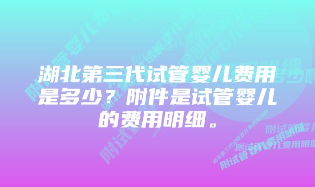 湖北第三代试管婴儿费用是多少？附件是试管婴儿的费用明细。