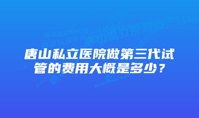 唐山私立医院做第三代试管的费用大概是多少？