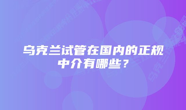 乌克兰试管在国内的正规中介有哪些？