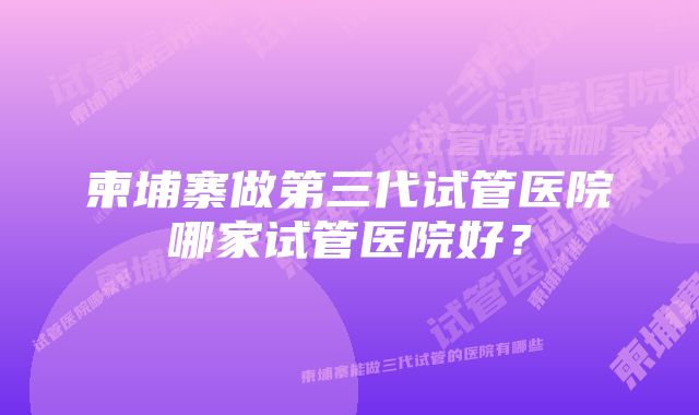 柬埔寨做第三代试管医院哪家试管医院好？