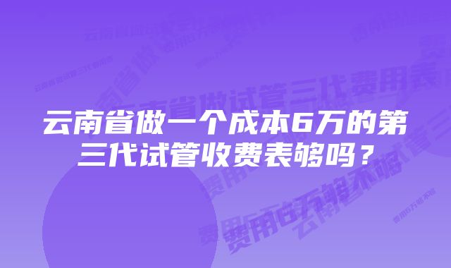 云南省做一个成本6万的第三代试管收费表够吗？