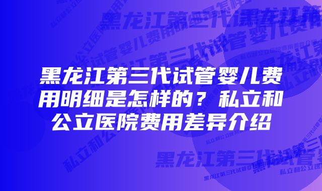 黑龙江第三代试管婴儿费用明细是怎样的？私立和公立医院费用差异介绍