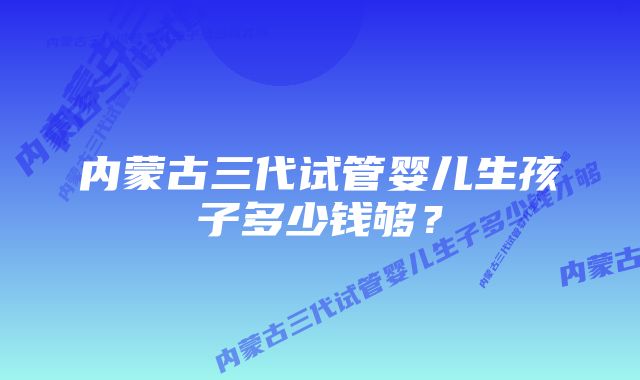 内蒙古三代试管婴儿生孩子多少钱够？