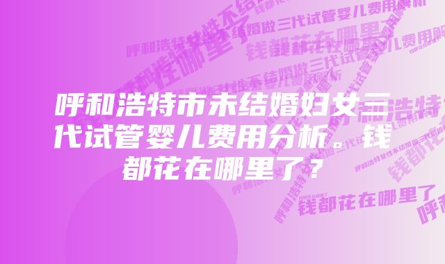 呼和浩特市未结婚妇女三代试管婴儿费用分析。钱都花在哪里了？