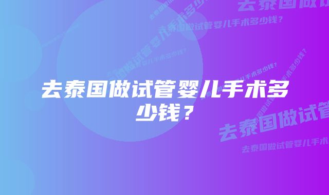 去泰国做试管婴儿手术多少钱？