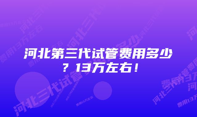 河北第三代试管费用多少？13万左右！