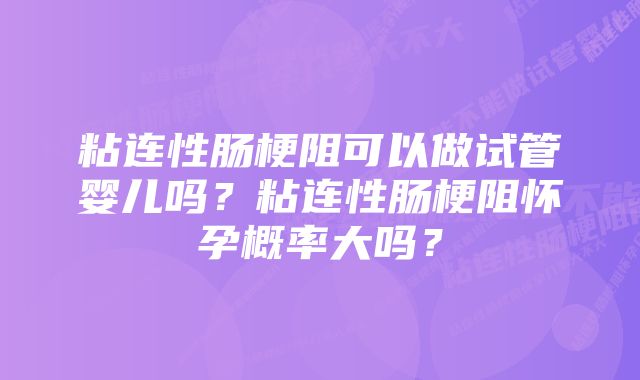 粘连性肠梗阻可以做试管婴儿吗？粘连性肠梗阻怀孕概率大吗？