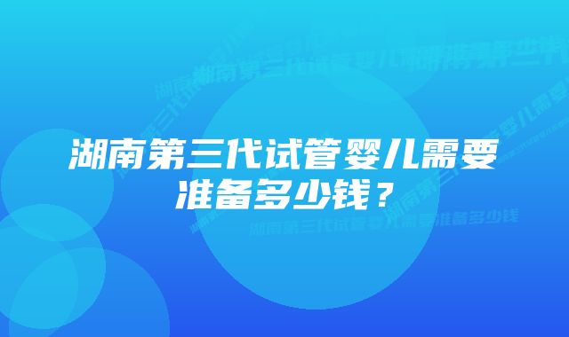 湖南第三代试管婴儿需要准备多少钱？