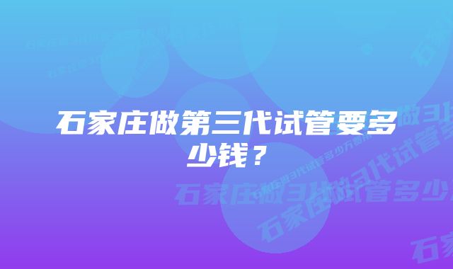 石家庄做第三代试管要多少钱？