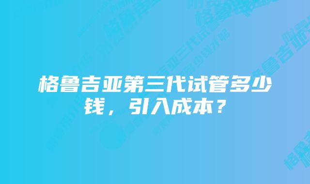 格鲁吉亚第三代试管多少钱，引入成本？