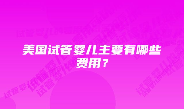 美国试管婴儿主要有哪些费用？