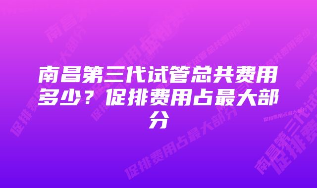 南昌第三代试管总共费用多少？促排费用占最大部分