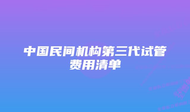 中国民间机构第三代试管费用清单