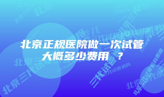 北京正规医院做一次试管大概多少费用 ？