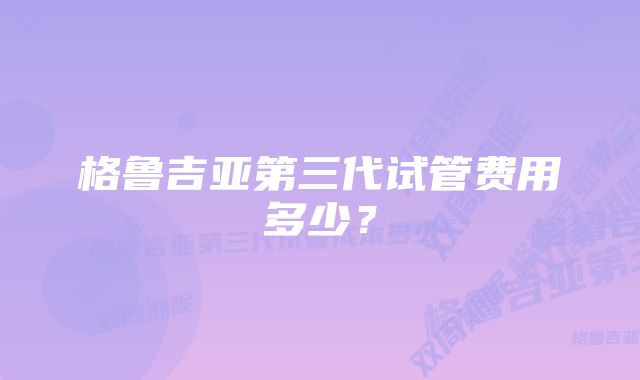 格鲁吉亚第三代试管费用多少？