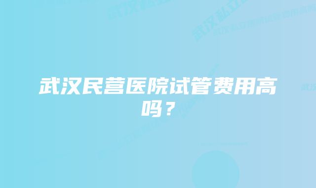 武汉民营医院试管费用高吗？